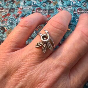 Antique Sterling silver vintage European marcasite ring - bird shaped RARE